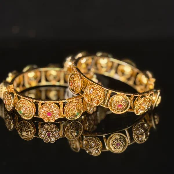 Floral Kundan Kada - - Kada - BLINGARI - Media 1